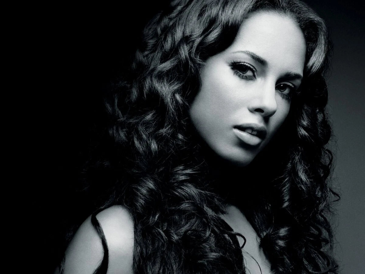 Alicia Keys Black and White Canvas Wall Art – Minimal Soul Portrait Poster