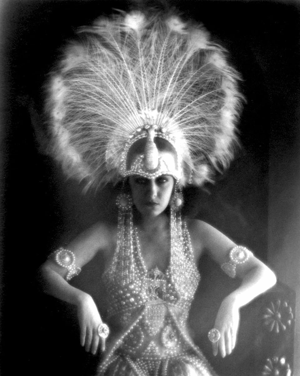 Gloria Swanson Feather Hat Black and White Canvas Wall Art – Vintage Hollywood Glamour Poster