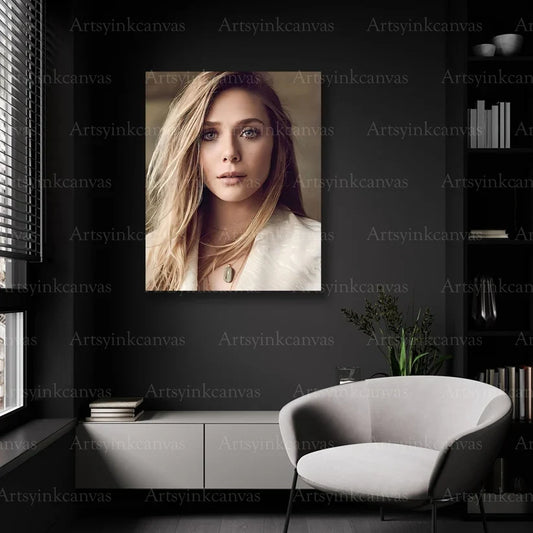 Elizabeth Olsen Signature Elegance canvas wall art for luxury living room decor