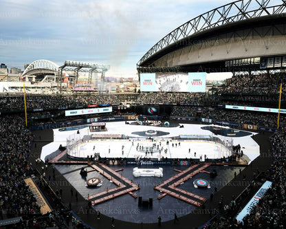 2024 NHL Winter Classic Kraken vs Golden Knights stadium canvas wall art