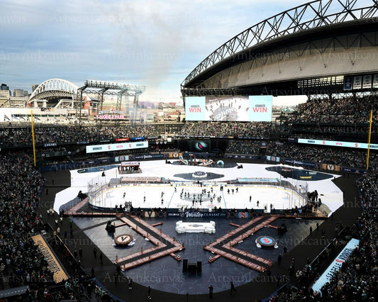 2024 NHL Winter Classic Kraken vs Golden Knights stadium canvas wall art
