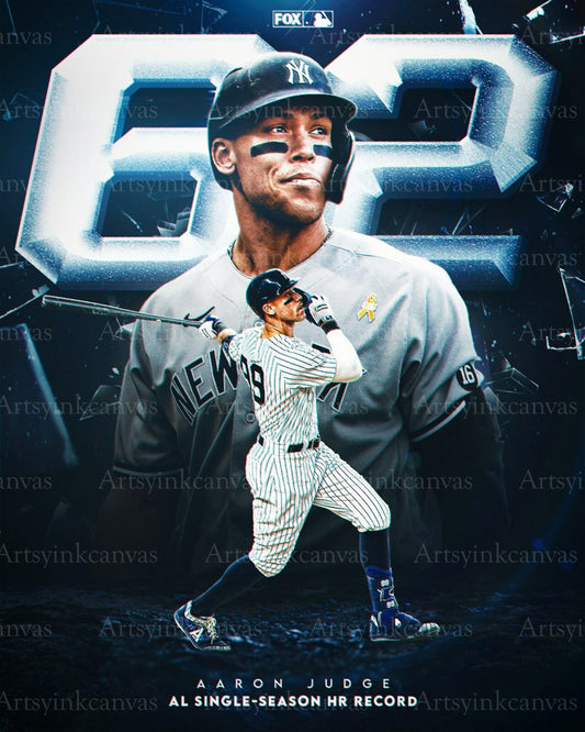 Aaron Judge 62 home runs AL record canvas wall art