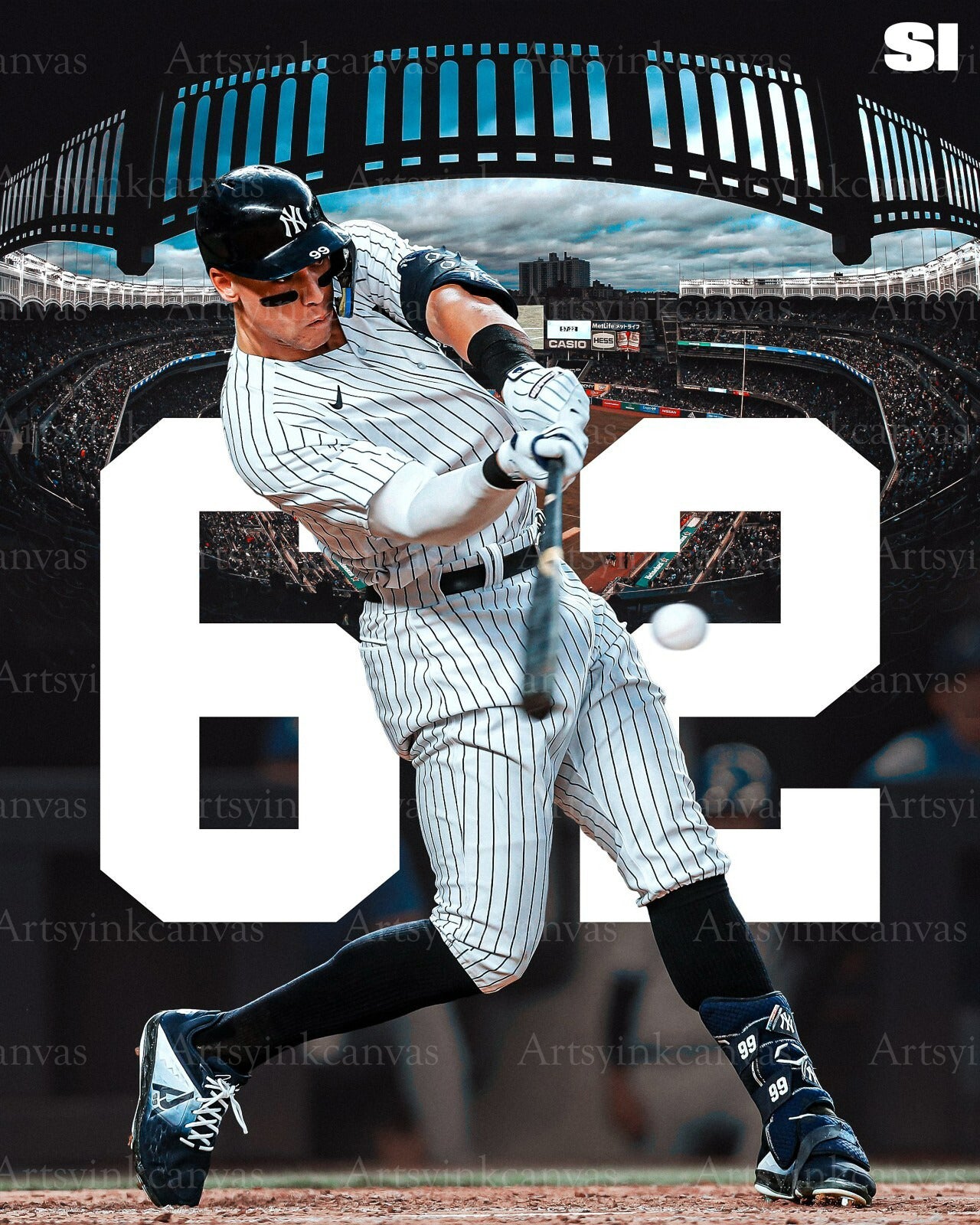 Aaron Judge 62 Home Runs AL Season Record canvas wall art