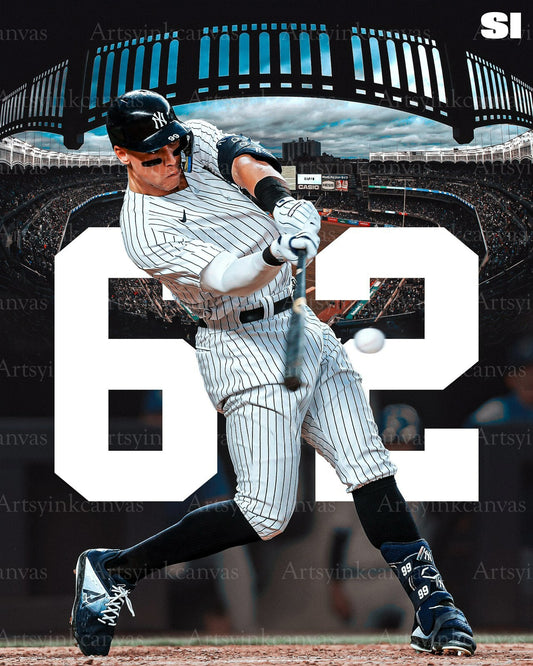 Aaron Judge 62 Home Runs AL Season Record canvas wall art