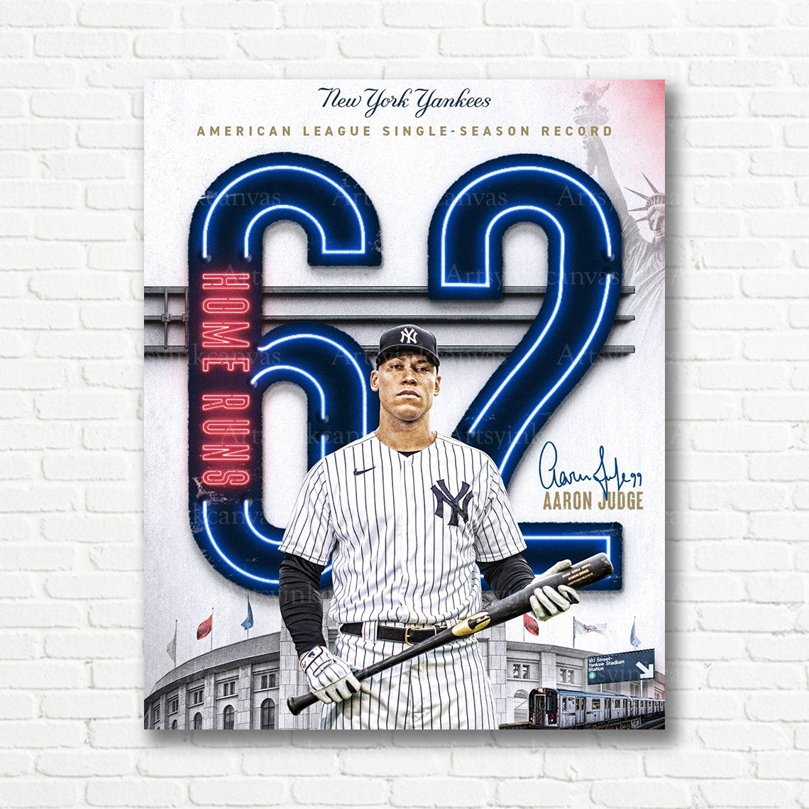 Aaron Judge 62 home run record Yankees canvas print