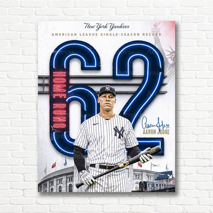 Aaron Judge 62 home run record Yankees canvas print