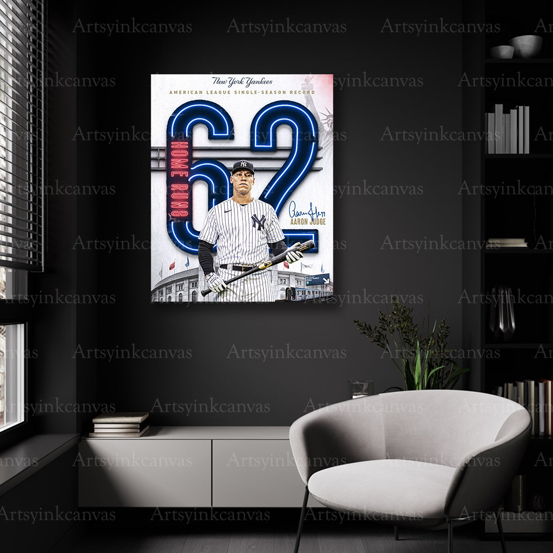Aaron Judge American League home run record wall decor