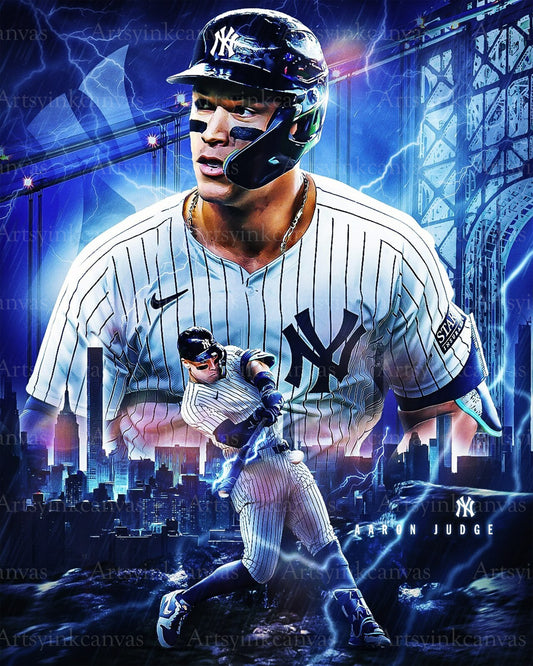 Aaron Judge home run collage New York Yankees canvas wall art