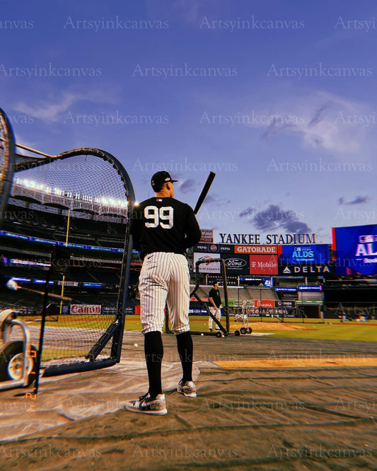 Aaron Judge nighttime batting practice New York Yankees canvas wall art