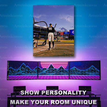 Aaron Judge under stadium lights baseball artwork