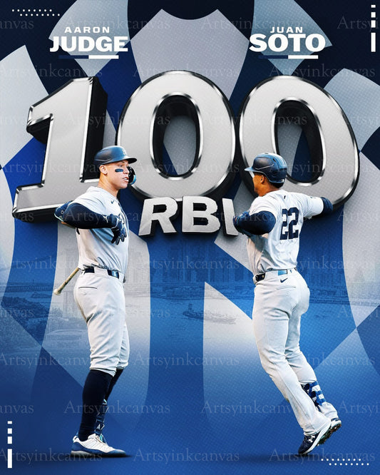 Aaron Judge and Juan Soto 100 RBIs canvas wall art