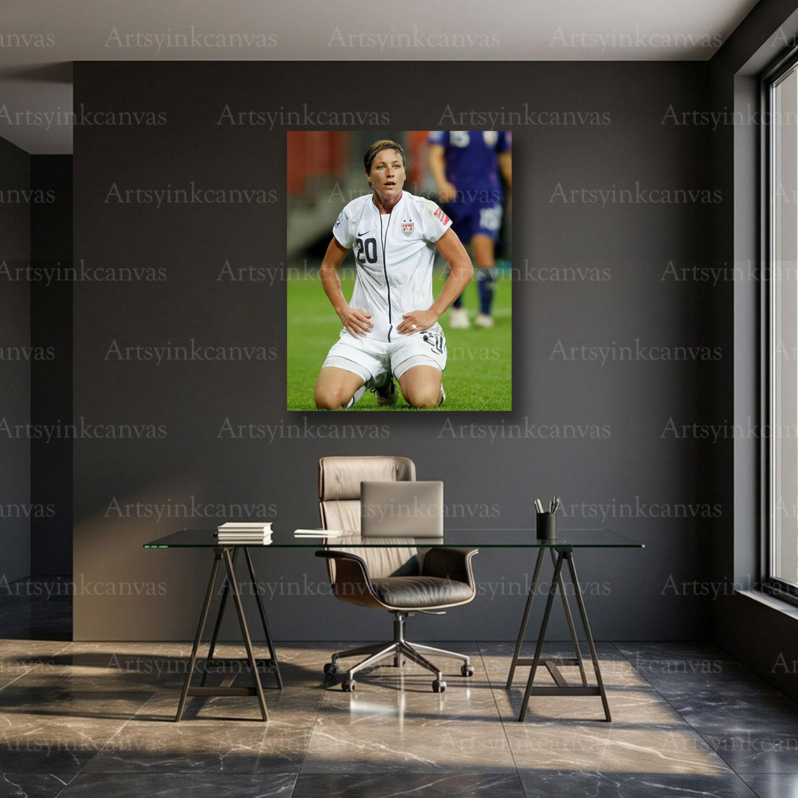 Abby Wambach Soccer Canvas Wall Art – USA Women’s Football Legend Decor