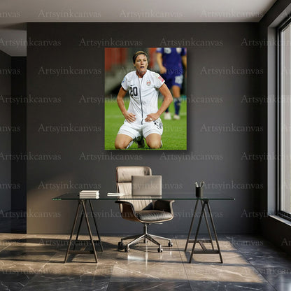 Abby Wambach Soccer Canvas Wall Art – USA Women’s Football Legend Decor