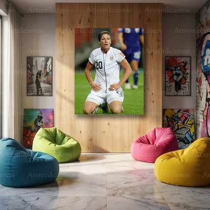 Abby Wambach Soccer Canvas Wall Art – USA Women’s Football Legend Decor
