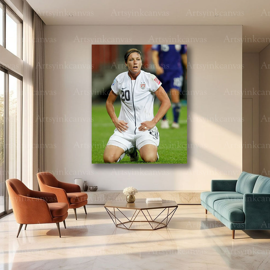 Abby Wambach Soccer Canvas Wall Art – USA Women’s Football Legend Decor