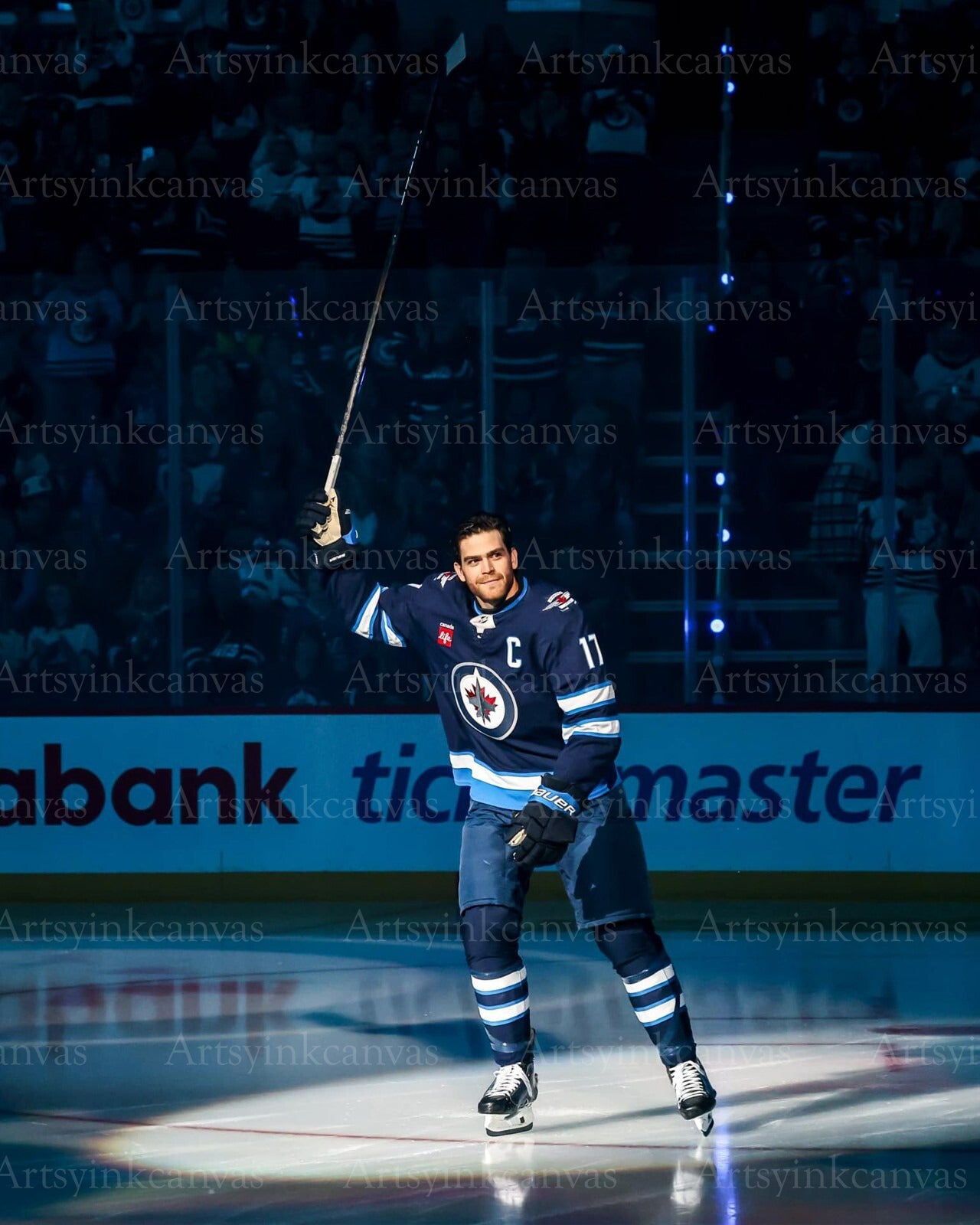 Adam Lowry post game saluting the crowd canvas wall art