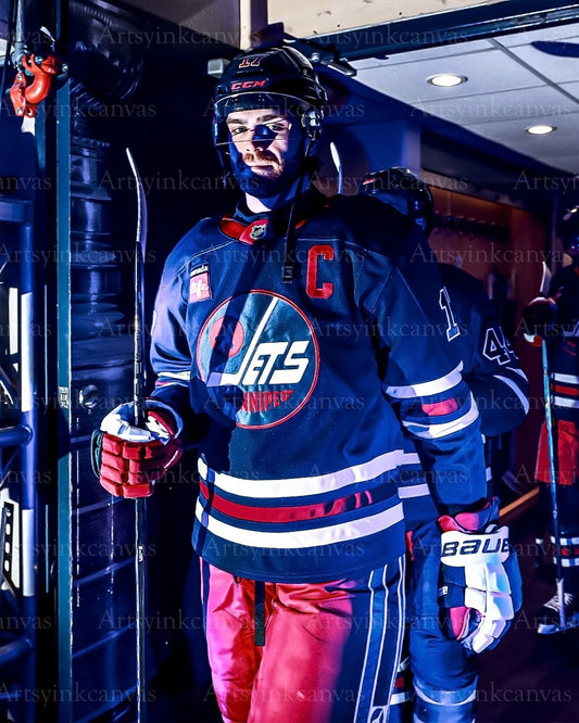 Adam Lowry walking out the tunnel Winnipeg Jets canvas wall art