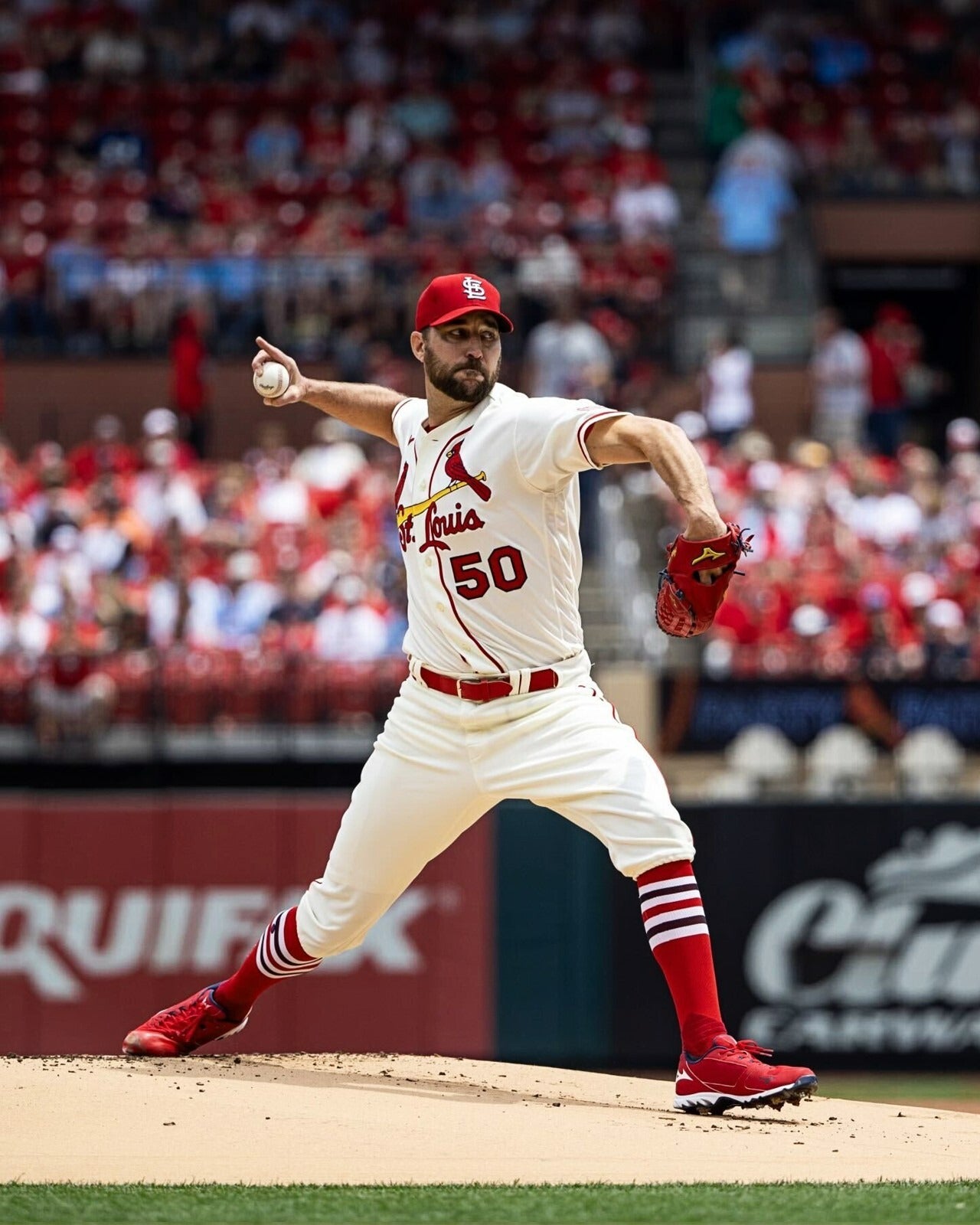 Adam Wainwright pitching action canvas wall art
