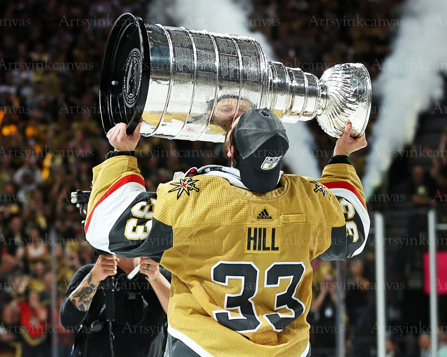 Adin Hill lifting the Stanley Cup canvas wall art