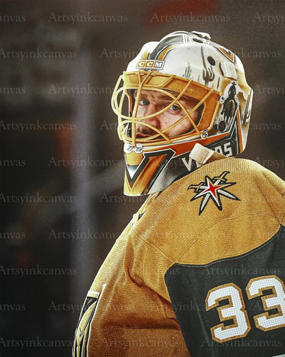 Adin Hill mid game Vegas Golden Knights canvas wall art