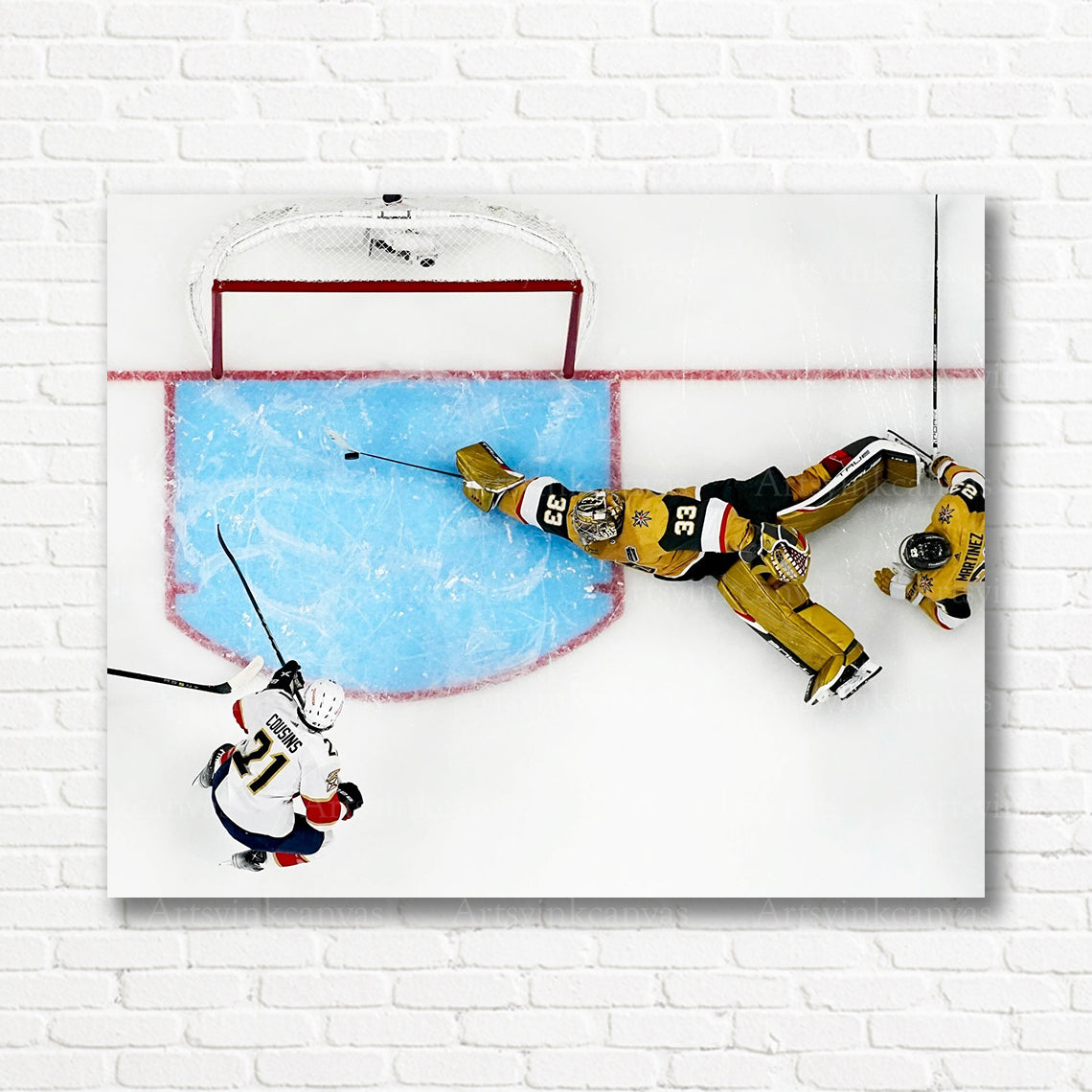 Adin Hill Vegas Golden Knights goalie save canvas print