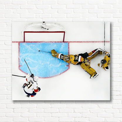 Adin Hill Vegas Golden Knights goalie save canvas print
