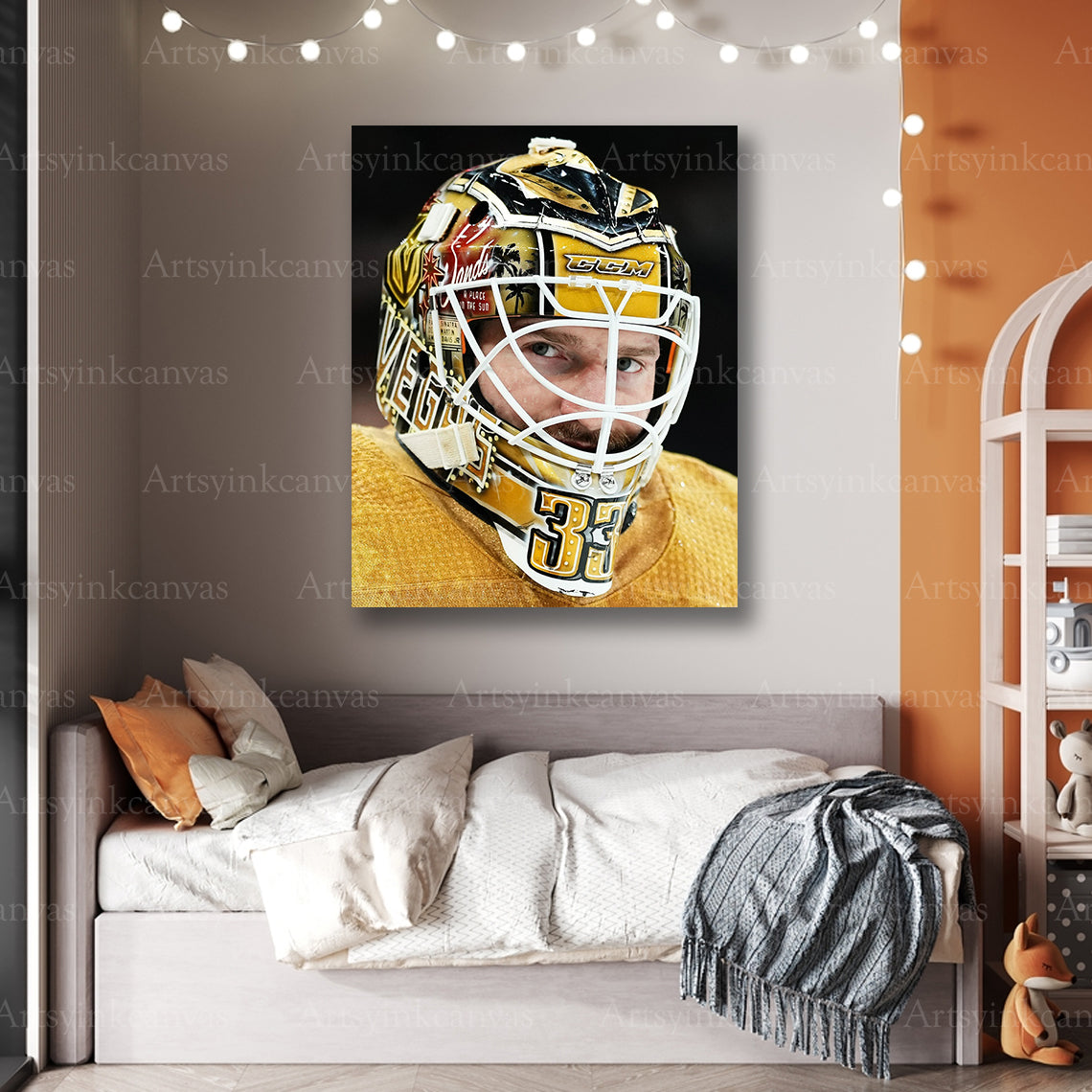 Premium Adin Hill goalie mask canvas print