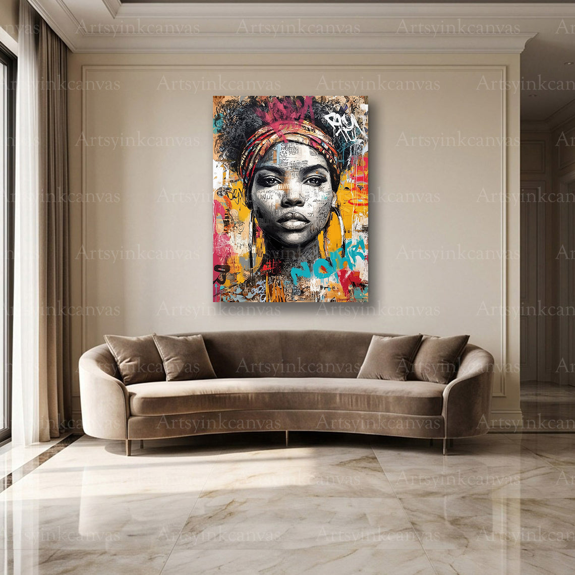African woman urban portrait wall decor