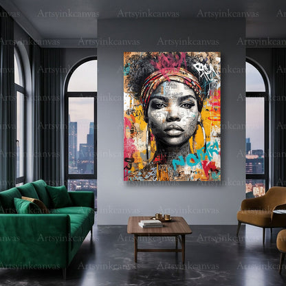 African woman contemporary portrait canvas art