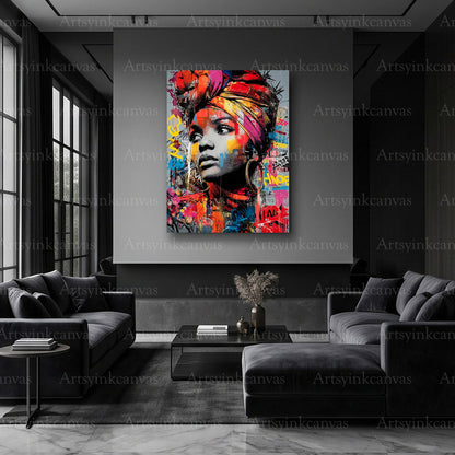 African Woman Serenity contemporary wall artwork