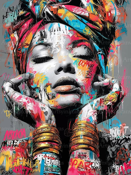 African Woman The Silence of Color graffiti canvas wall art