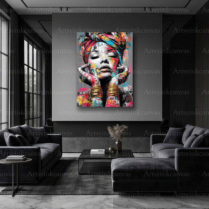 The Silence of Color African woman portrait canvas