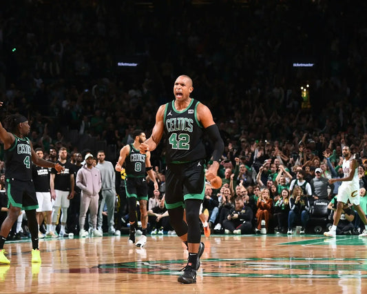 Al Horford on court celebration Boston Celtics canvas wall art