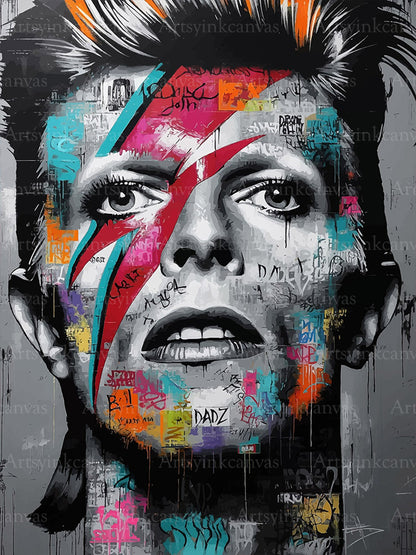 Aladdin Sane David Bowie graffiti canvas wall art