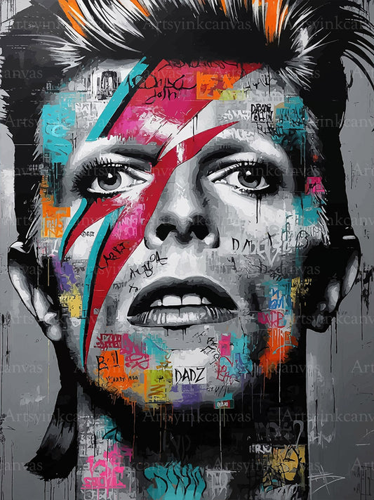 Aladdin Sane David Bowie graffiti canvas wall art