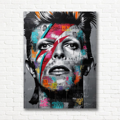 David Bowie Aladdin Sane graffiti canvas print