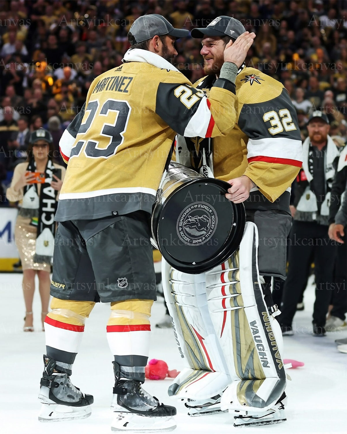Alec Martinez and Jonathan Quick Stanley Cup canvas wall art