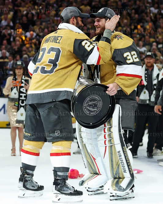 Alec Martinez and Jonathan Quick Stanley Cup canvas wall art