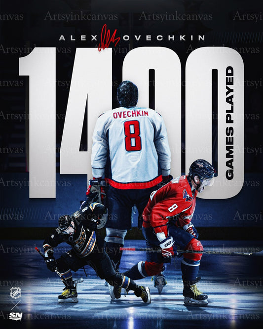 Alex Ovechkin 1400 career games collage canvas wall art