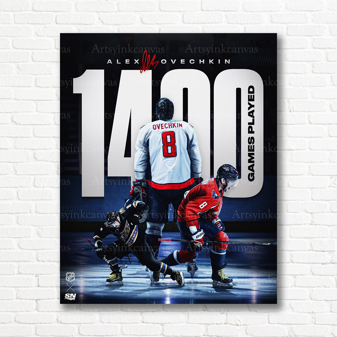 Alex Ovechkin 1400 games Washington Capitals canvas print