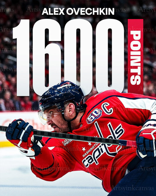 Alex Ovechkin 1600 career points canvas wall art