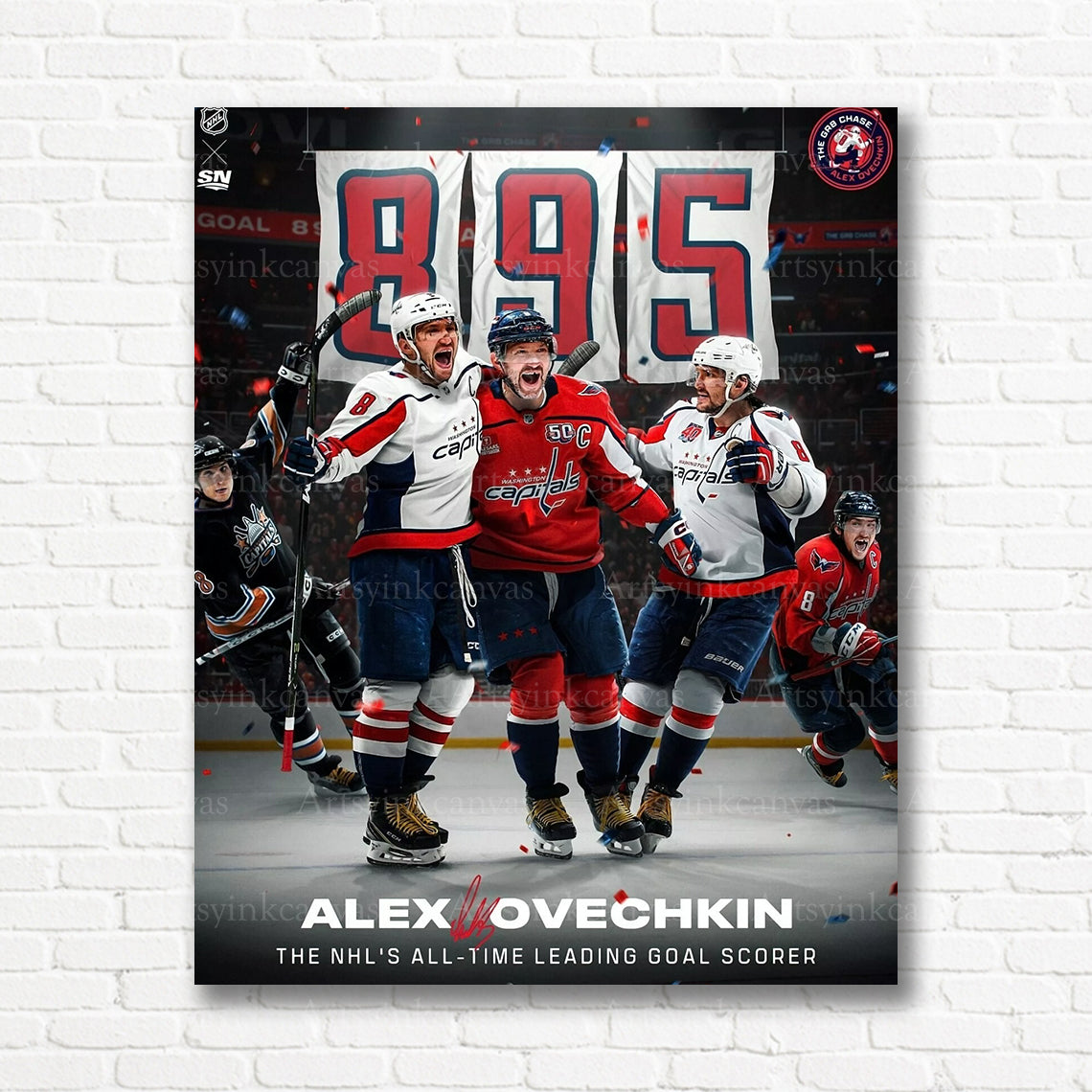 Alex Ovechkin 895 NHL goals Washington Capitals canvas print