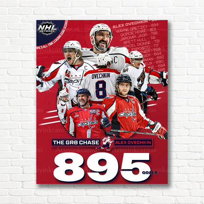 Alex Ovechkin 895 goals Washington Capitals canvas print