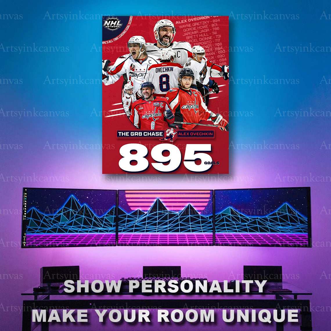 Alex Ovechkin NHL all-time goals record artwork