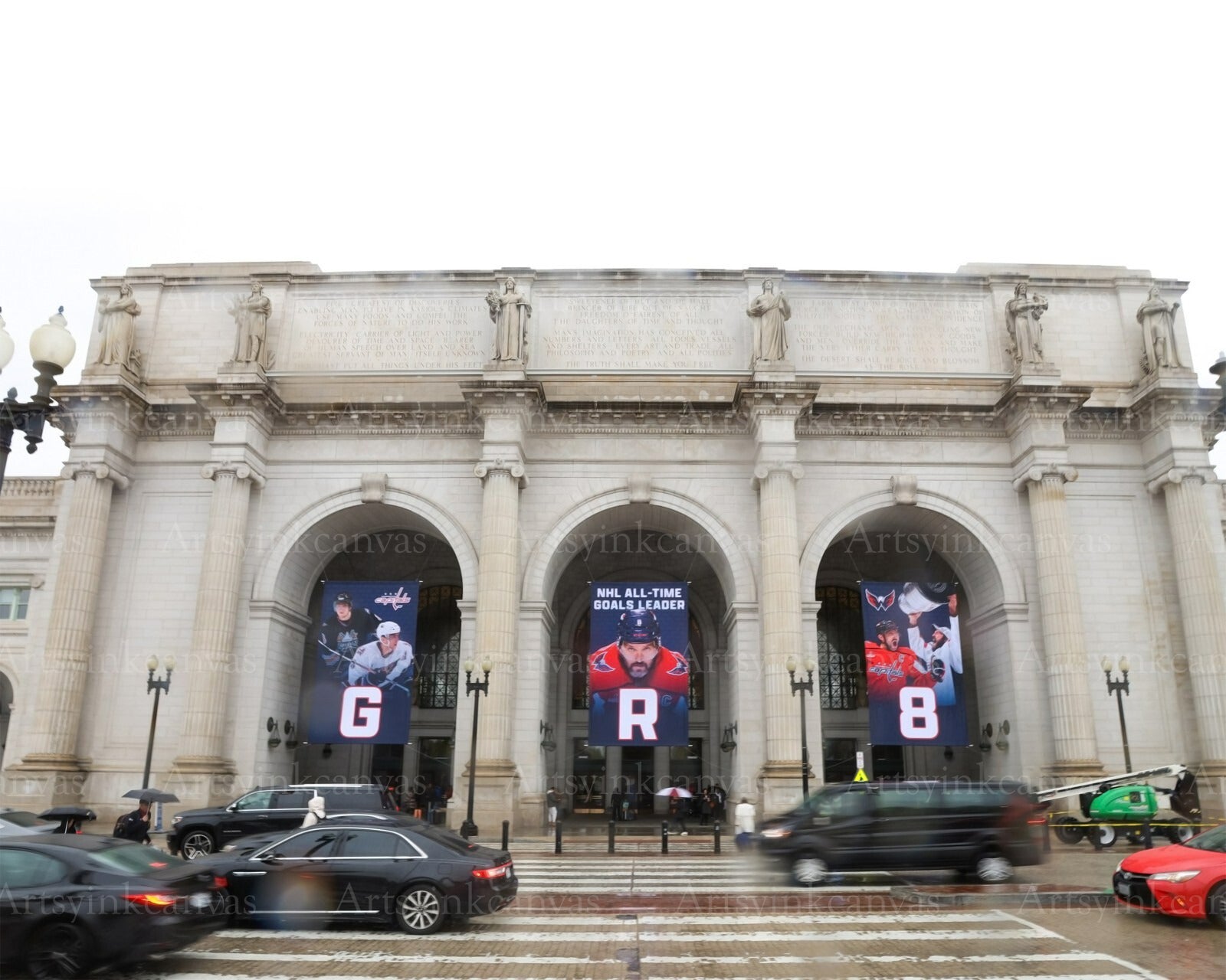 Alex Ovechkin all-time goals leader banners canvas wall art