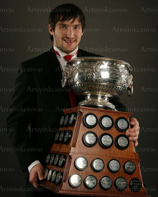 Alex Ovechkin Art Ross Trophy pose canvas wall art