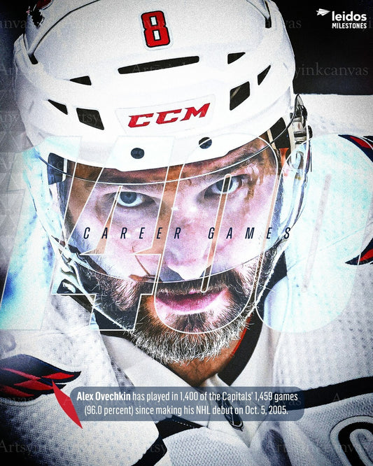 Alex Ovechkin career games collage canvas wall art