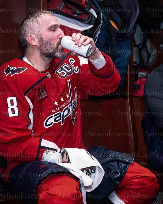 Alex Ovechkin celebrates tying Gretzky 894 canvas wall art