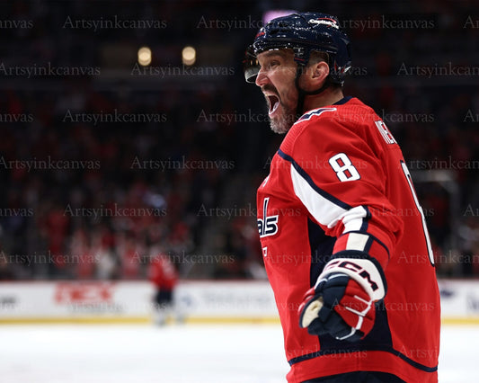 Alex Ovechkin goal celebration canvas wall art