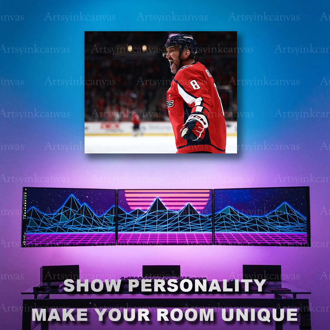 Alex Ovechkin NHL celebration artwork